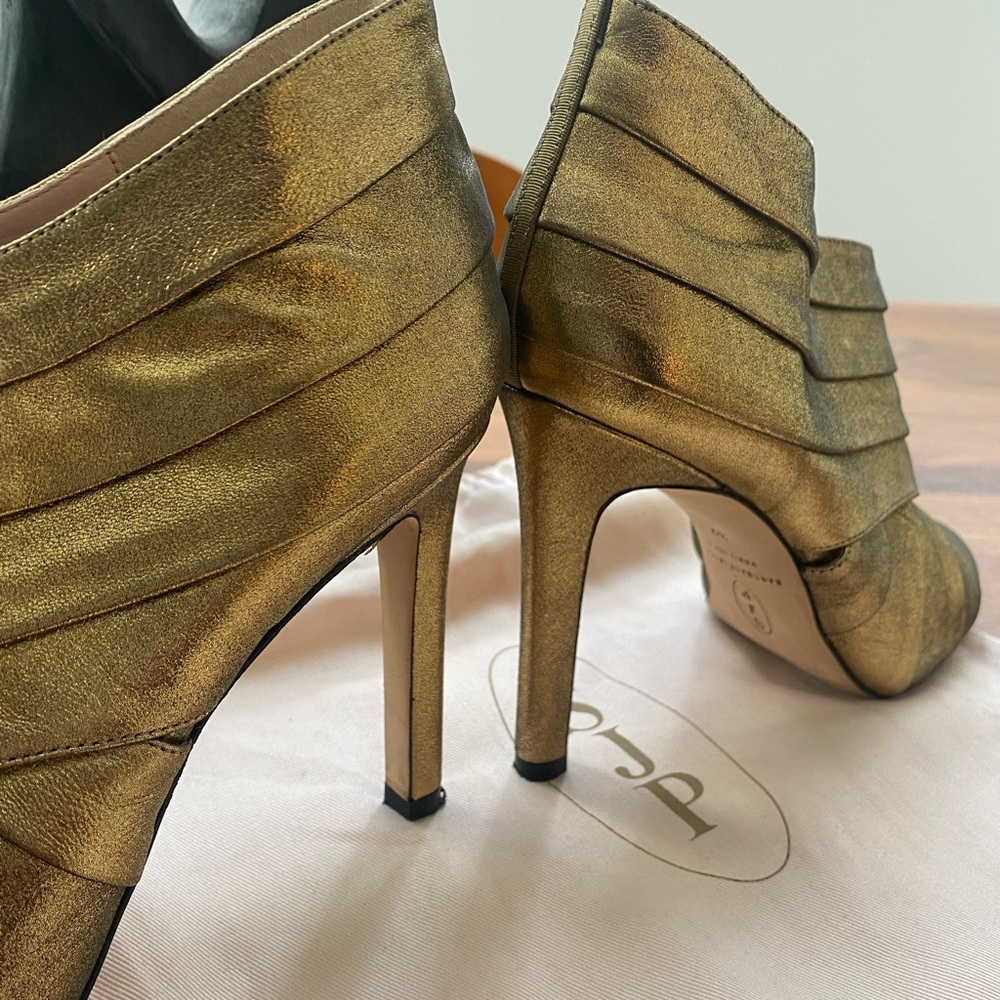 Gold Metallic Ankle Booties - Elegant Women's Heels - Picture 4 of 4